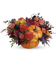 Hauntingly Pretty Pumpkin Bouquet from Schultz Florists, flower delivery in Chicago